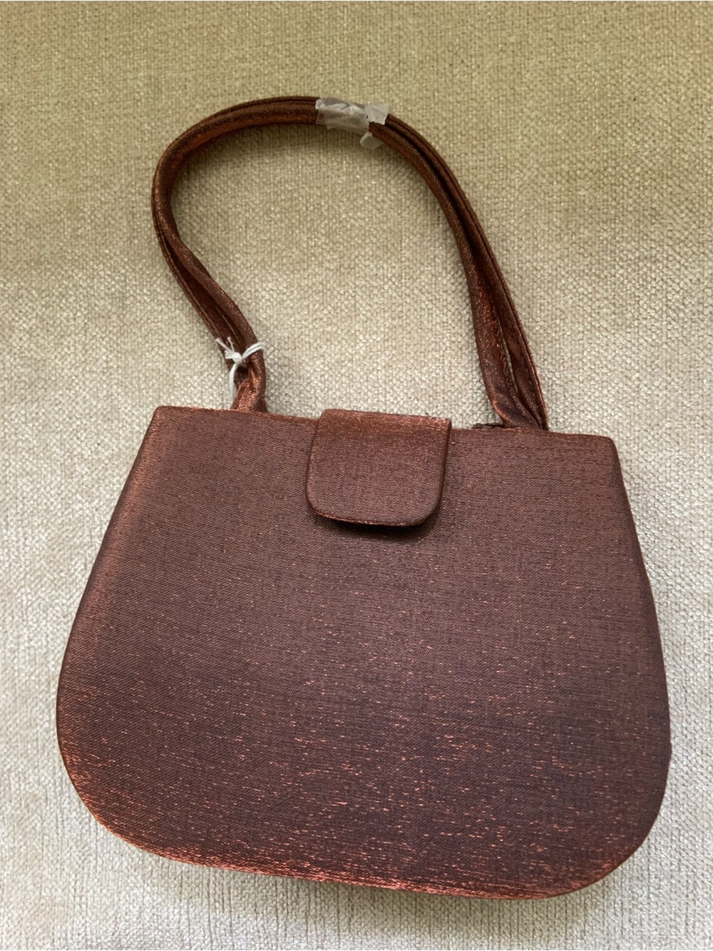 Metallic Copper Mini Shoulder Bag with Flap